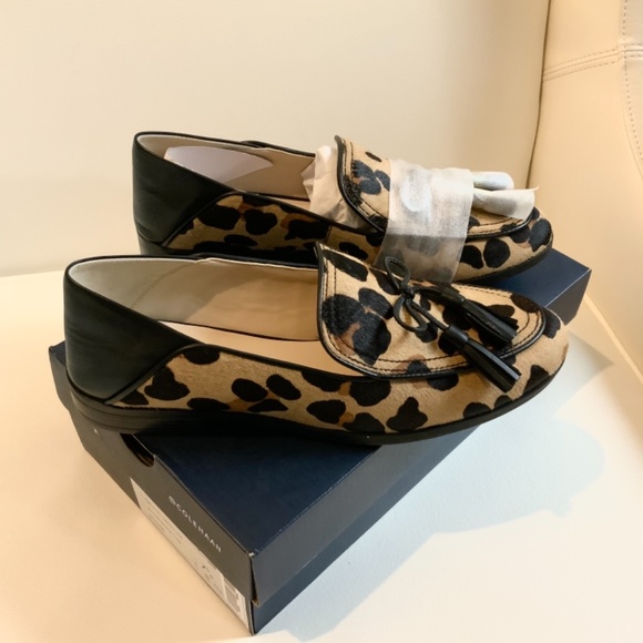 Cole Haan pinch tassel leopard loafer flat mules - Picture 9 of 16